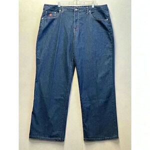 PINQ Women’s Authentic Demin Blue Jean Size 20 With Embroidery’s On Back Pockets